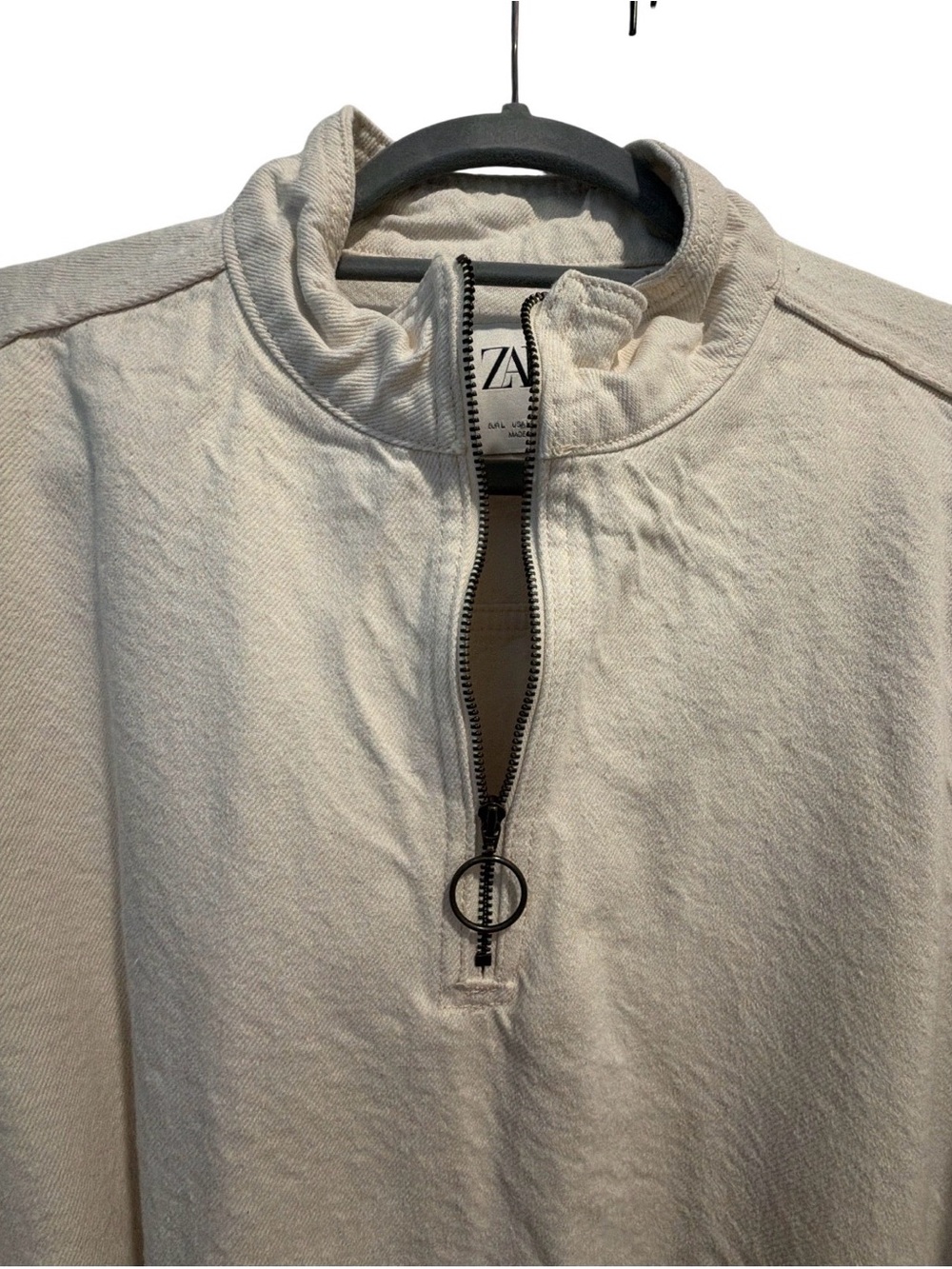 NWOT Zara Oversized Half-Zip Denim Pullover - Picture 7 of 7
